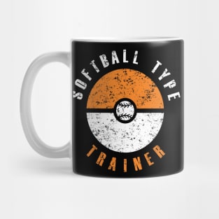 Softball Type Trainer (orange & white text) Mug